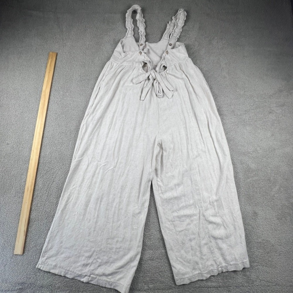 Light Cream Wide-Leg Jumpsuit with Ruffle Straps - Picture 14 of 16